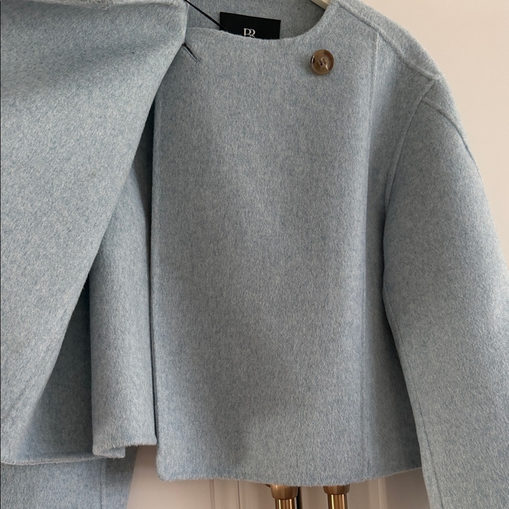 Banana Republic Wool cropped boxy jacket in Sea Glass Heather Blue. NWT fits XS* - Picture 4 of 13